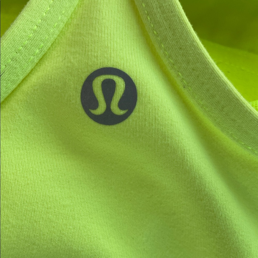 Flawed Lululemon Y Back Tank Top, Highlighter Yellow, size 10 - Picture 4 of 8
